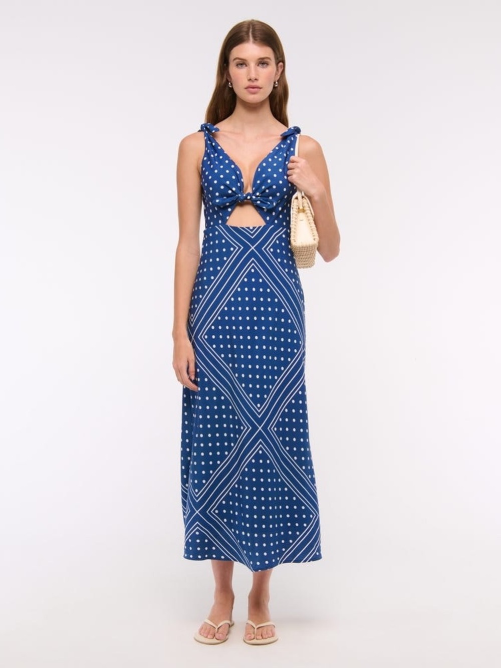 NWT Abercrombie & Fitch Tie-Front Scarf Midi Dress, Size L